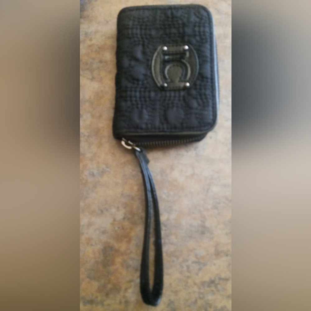Laura Conrad Black Quilted Wristlet Card Case with Clear ID Window vintage - Picture 2 of 4